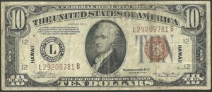 USA 10 Dollars 1934A Hawaii WW2 Emergency Issue Note US Paper Money FR# 2303 - Picture 1 of 2