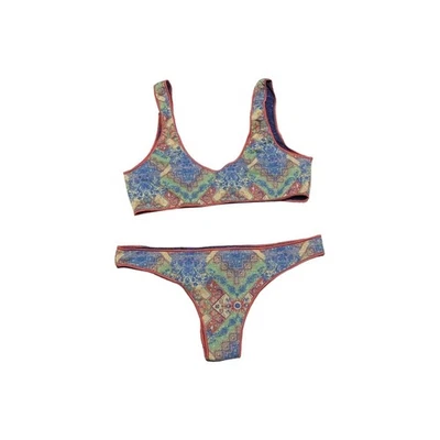 EFFEK F**K Costume 2 Due Pezzi Multicolore REVERSIBILE Donna Mare Spiaggia tg M - Immagine 1 di 4