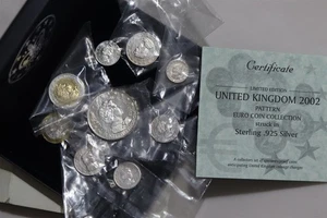🧭 🇬🇧 UK GB STERLING SILVER PATTERN COIN COLLECTION 2002 BOX + COA B84 #60 - Picture 1 of 9