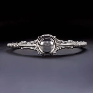 ART DECO PLATINUM ENGAGEMENT RING SETTING 5MM SEMI-MOUNT VINTAGE STYLE ROUND - Picture 1 of 4