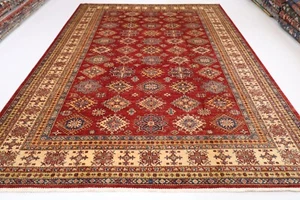 9x12 ft Kazak Red Area Rug Afghan Hand Knotted Wool Rug Dining Room Rug - Picture 1 of 14