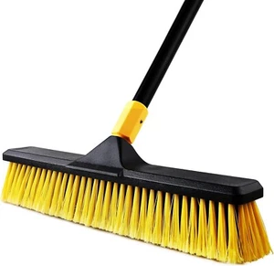 18 Inch Push Broom Heavy-Duty Outdoor Commercial Broom Brush Stiff Bristles for - Picture 1 of 6