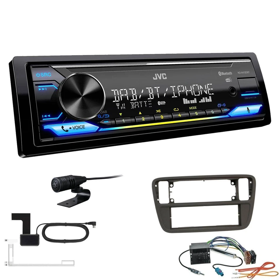 JVC 1-DIN Digital Receiver Autoradio Bluetooth DAB für Seat Mii ab 2011 schwarz