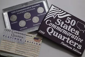 π§ πΊπΈ USA 1999 QUARTERS CASED PLATINUM PLATED SET B75 #66 BX13 - Picture 1 of 8