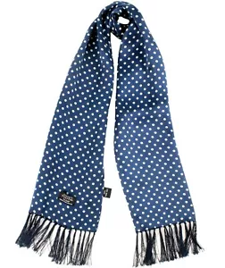 Sciarpa vintage Tootal blu navy grande stampa a pois seta - mod scooter indie - Foto 1 di 1