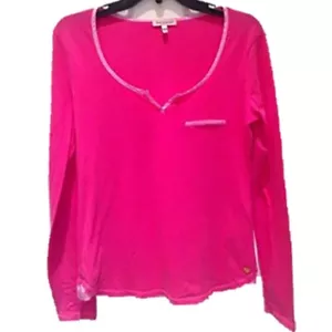 Juicy Coulture Women's Henley Pajama Sleep Shirt, Pink, LARGE - Picture 1 of 11