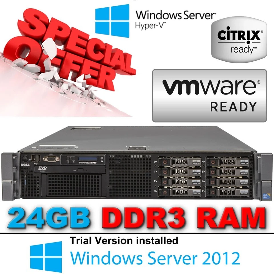 Dell PowerEdge R710 2x Xeon X5650 2.66GHZ SixCore 24GB DDR3 PERC 6i/256 3TB SAS - Image 1 of 4