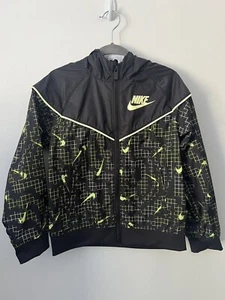 Nike Windrunner Jacket Boy Size 7 Sportswear Black Green - Picture 1 of 4