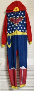 DC Comic Wonder Woman Girls One Piece Fleece Flame Resistant Pajama, Large 10/12 - Picture 1 of 5