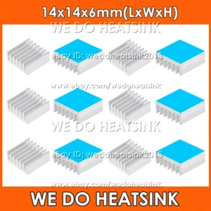 14x14x6mm Silver Aluminum Heatsink Thermal Adhesive Pad for Cooling 3D Printers - Picture 1 of 5