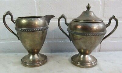 Gotham Silver On Copper Creamer And Sugar With Lid Footed Large 6  High • 47.35$