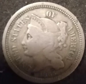 1865 3CN Three Cent Nickel F-VF - Picture 1 of 2