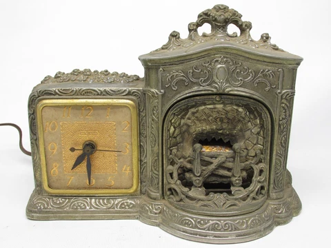 United Clock Model 455 Fireplace Animated Electric Mantle As-Is Parts Repair Cover