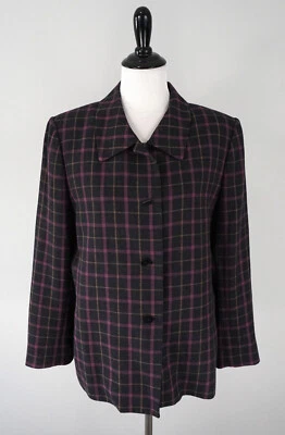 Kasper Gray Purple Plaid Button Up Blazer Coat Jacket Size 16p - Image 1 of 4
