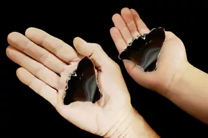 Cristal curativo mineral de roca lapidaria Davis Creek OBSIDIANA ARCO IRIS 2 1/2" 2-4 OZ - Imagen 1 de 3