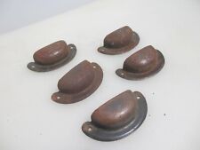 Art Deco Iron Drawer Cup Handles Cupboard Pulls Shell Old Antique RUSTY