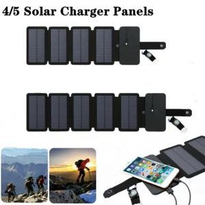 Solar Charger Panel Power Bank Fold Mobile Phone Waterproof Outdoor Camping 4/5P - Picture 1 of 14