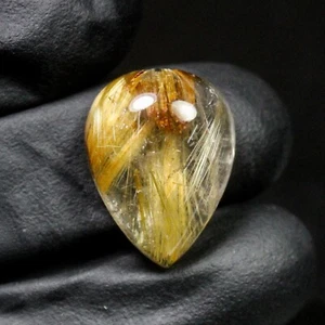 Natürlicher goldener Rutilquarz Cabochon in Birnenform 17,70 Karat 20 x 15 x 8 mm - Bild 1 von 6