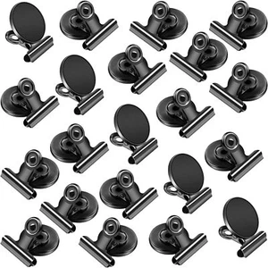 20 Black Heavy Duty Magnetic Clips for Fridge, Whiteboard, Locker, Photo - Picture 1 of 7