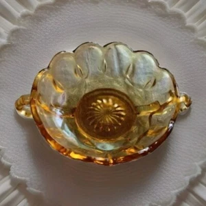 Vintage Amber Fairfield Candy/Trinket Dish W Handles Anchor Hocking Granny - Picture 1 of 4