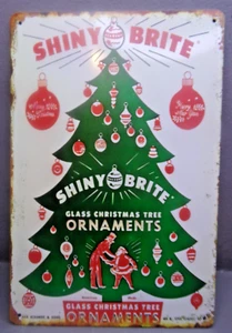 REPRODUCCIÓN METAL PUBLICIDAD CARTEL VIDRIO BRITE BRILLANTE ADORNOS NAVIDAD - Imagen 1 de 2