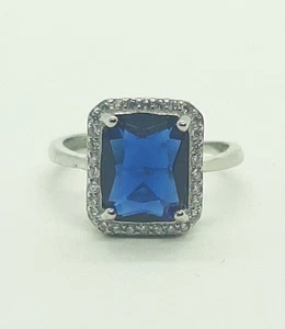 Anello donna Kate argento 925 pietra blu con zirconi bianchi - Foto 1 di 5