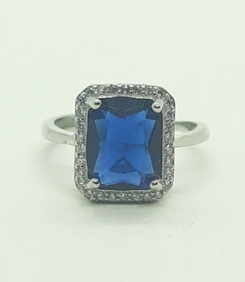 Anello donna Kate argento 925  pietra  blu con zirconi bianchi - Immagine 1 di 4