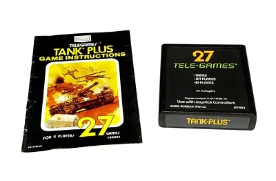 TANK PLUS (Atari 2600, 1977) Sears, Telegames, Cart & Manual, Cleaned & Tested  - Image 1 of 4