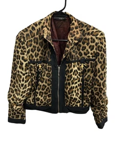 Mesmerize Bomberjacke Leopardenmuster hellbraun schwarz Gr. Cropped Langarm Retro - Bild 1 von 10