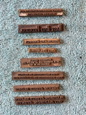 8 Solid Brass New York Banking System Letter Press Printing Stamps Vintage - Image 1 of 3