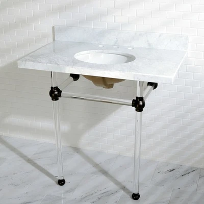 Kingston Brass KVPB36MA Templeton 36" Oval Marble Wall Mounted - Image 1 of 4