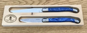 Laguiole Blue Handle 2 Piece Knife Set in Collector Box Made in France - Picture 1 of 3
