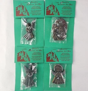 Lot 4 Vintage Bavarian Art Wax Christmas Ornaments Copper - Silver Color NEW!! - Picture 1 of 7