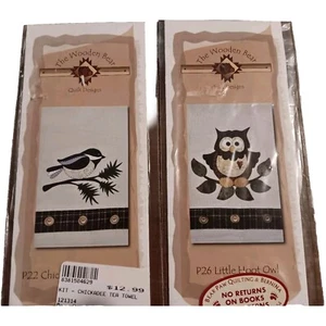 Lot of 2 Applique The Wooden Bear Quilt Designs Little Hoot Owl Chickadee Bird - Picture 1 of 6