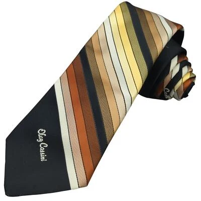 Gravata vintage Oleg Cassini listrada poliéster gradiente colorida diagonal 53 x 3,5 - Imagem 1 de 4