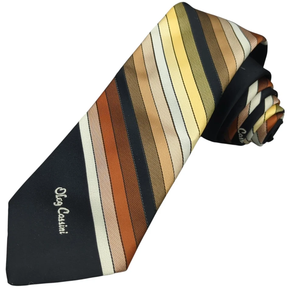 Corbata vintage Oleg Cassini a rayas poliéster degradado colorido diagonal 53"x3,5" Foto 1 de 4