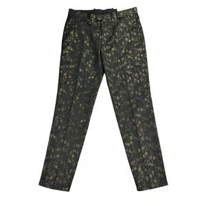 INC Mens Slim Fit Metallic Floral Jacquard Dress Pants Black 30 - Picture 1 of 4