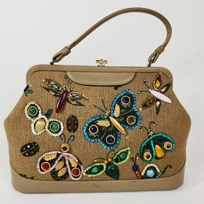 Bolso Soure Vintage Nueva York Joyas Lentejuelas Asa Superior Bolso Cartera Mariposa Caracol Foto 1 de 4