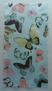 Fabric Cotton Large and Small Butterflies on Muted Blue 12" L x 6 1/4" W - Picture 1 of 4