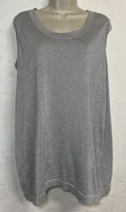 Maggie Barnes 0X Tank Top Silver Metallic Knit Sleeveless Tunic - Picture 1 of 5