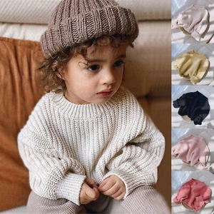 Toddler Kids Baby Girls Boys Knit Sweater Long Sleeve Knitted Pullover Sweaters - Picture 1 of 47