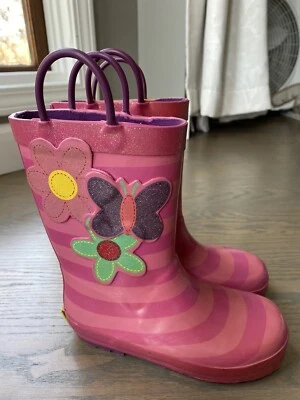 Girls Pink Butterfly Western Chief Rainboots Size 11 - Изображение 1 из 4