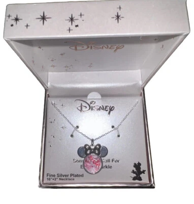 Disney Minnie Mouse Some Days Call For Extra Sparkle Silver Crystal Necklace - Image 1 of 4