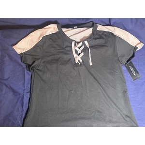 Ideology Big Girls Colorblocked Lace-up Top, Size XL (16), NWT - Picture 1 of 3