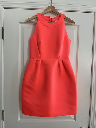 Mini abito rosa geranio Kate Spade Fancy Meeting You taglia 4 fiocco schiena aperta seta