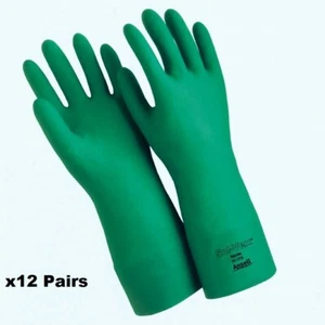 x12 Ansell Sol-Vex Heavy Duty Cleaning Mechanic Gloves Sz Small 7-7-1/2 #37-175 - Picture 1 of 4