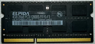 USED Elpida 4GB 2Rx8 PC3-12800S-11-10-F3 SODIMM EBJ41UF8BDU5-GN-F Memory RAM MAC - Image 1 of 2
