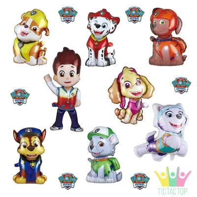 8x Paw Patrol Balloons Foil Helium. Lolly Bag Cake Party Cupcake Decoration Flag - image 1 of 3