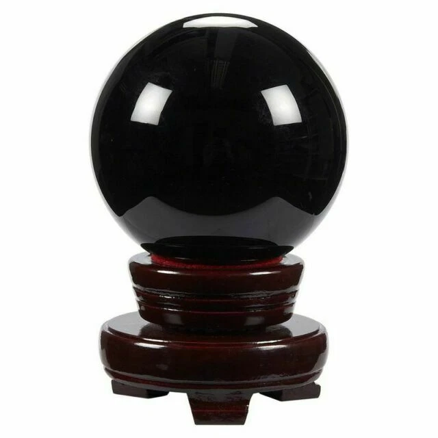 Juvale 3.1 in Obsidian Crystal Ball with Wooden Stand - Black