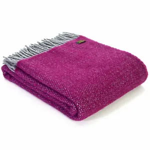 TWEEDMILL TEXTILES THROW 100% Wool Sofa Bed Blanket ILLUSION GRAPE PURPLE SILVER - Picture 1 of 12